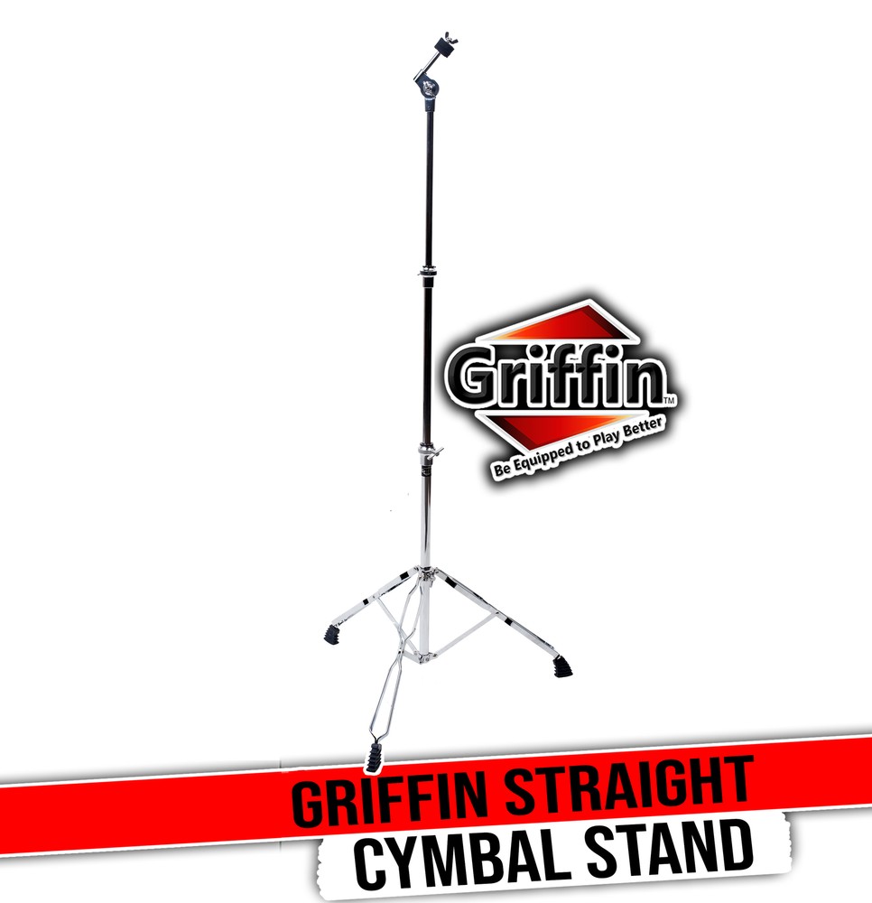 Straight Cymbal Stand by GRIFFIN | Deluxe Percussion Drum Hardware Mount Set