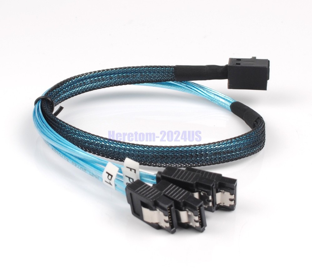 2pc Mini SAS SFF-8643 to 4 SATA 7pin hard disk 6Gbps data Raid Cable 0.5M/1.64ft