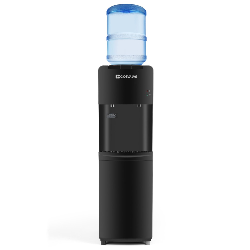 Top Loading Hot/Cold Water Dispenser Compressor Refrigeration Water Cooler Black