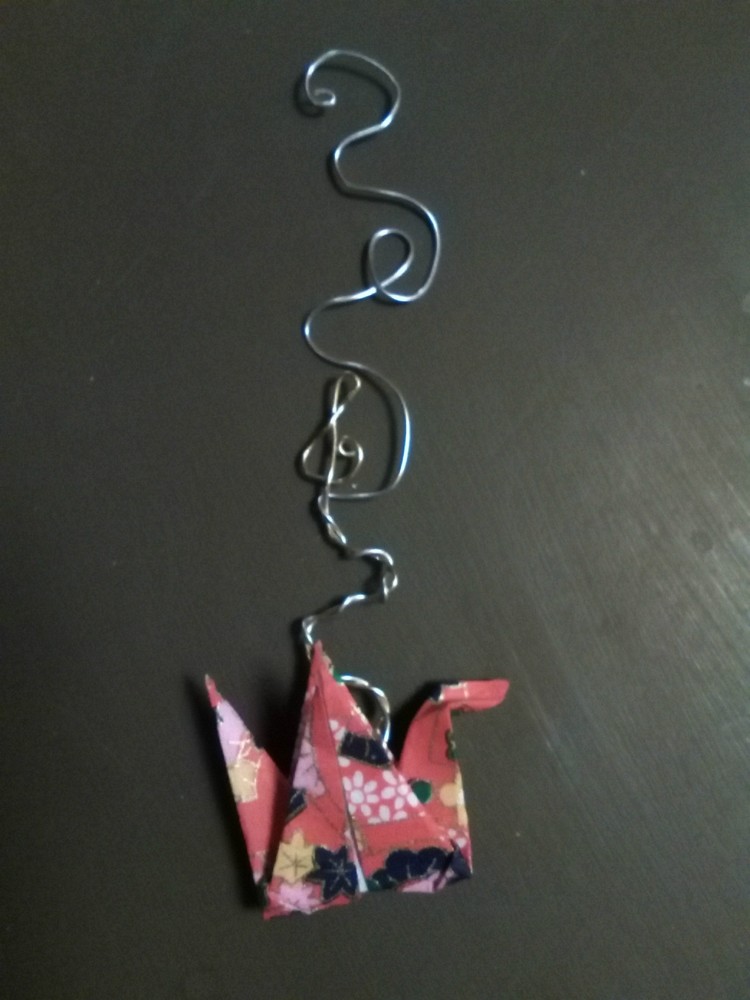 origami paper peace crane ornament