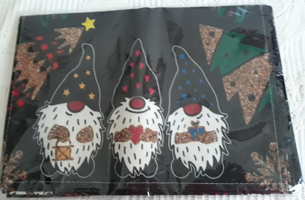 Gnome Christmas Table Runner Reindeer Trees Approx 72"x13" New-Open Pkg Festive!