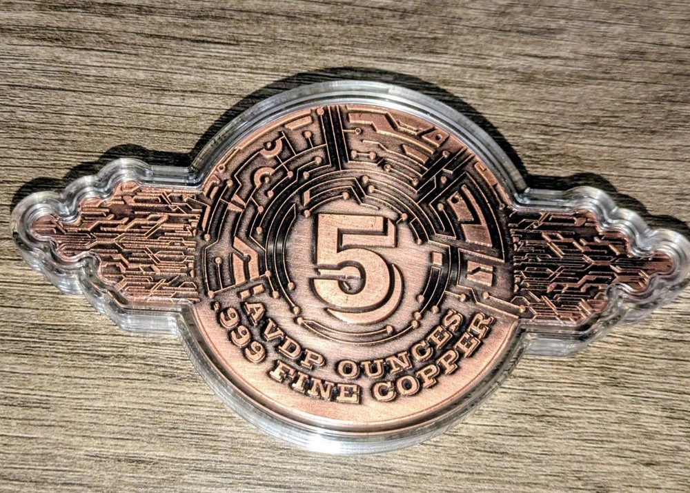 5 oz .999 Fine Copper “Bitcoin” Bar – Colorized Cryptocurrency Design ⚙️💰🪙