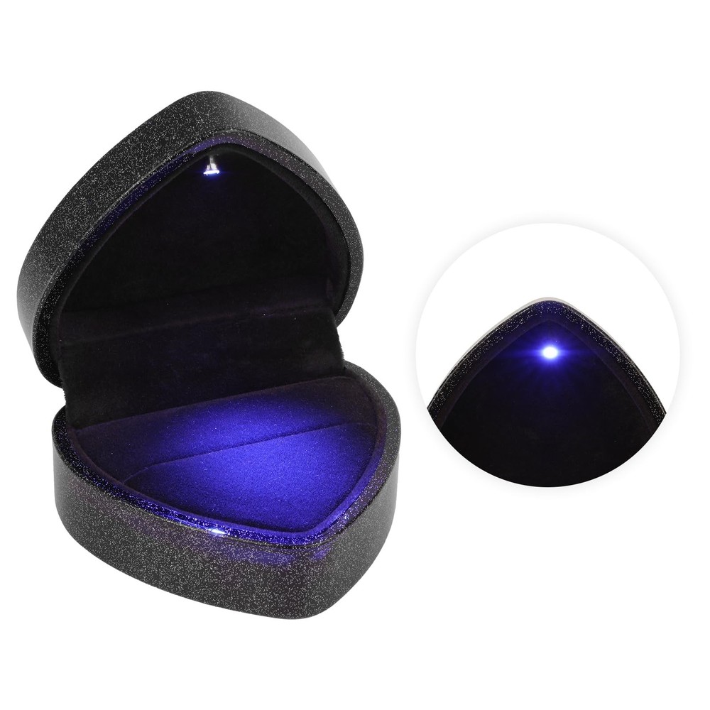 Ring Box with LED Light, Heart Shaped Engagement Ring Boxes Storage Cute Roma...