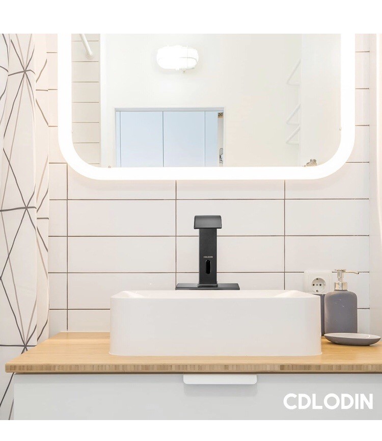 Touchless Bathroom Faucet, Automatic Sensor Waterfall Bathroom Tap, Modern Stain