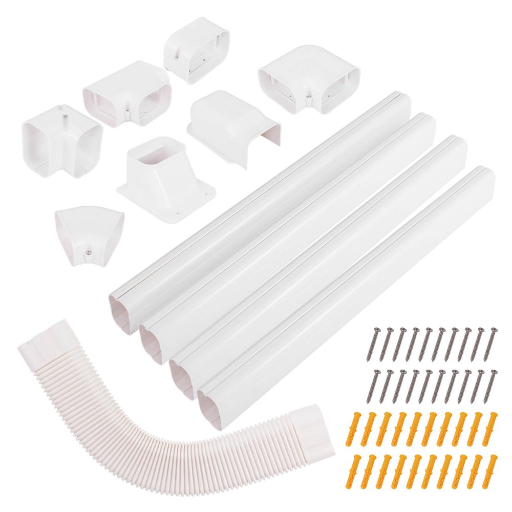4" PVC Decorative Mini Split Line Set Cover w/ Flexible Duct & Straight Duct