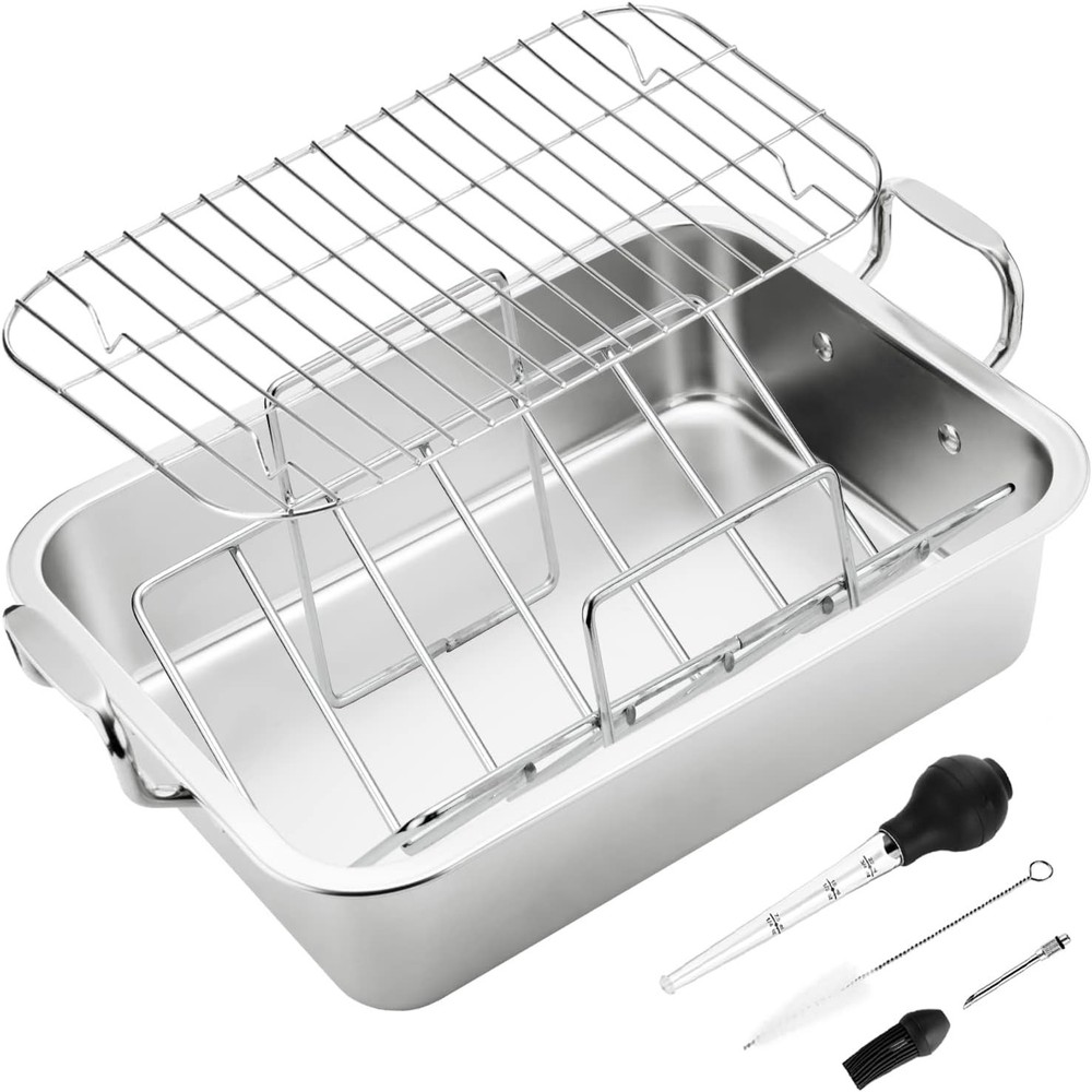 Mirror Satin Finish Roasting Pan - 20lb Capacity