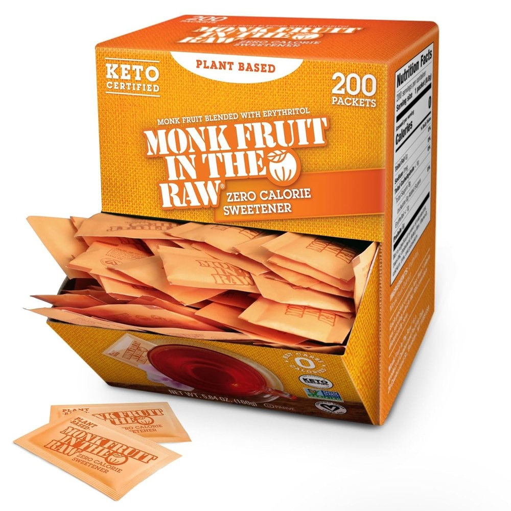 Keto Certified Monk Fruit Sweetener Packets - 200 Count, Zero Calories & Carbs