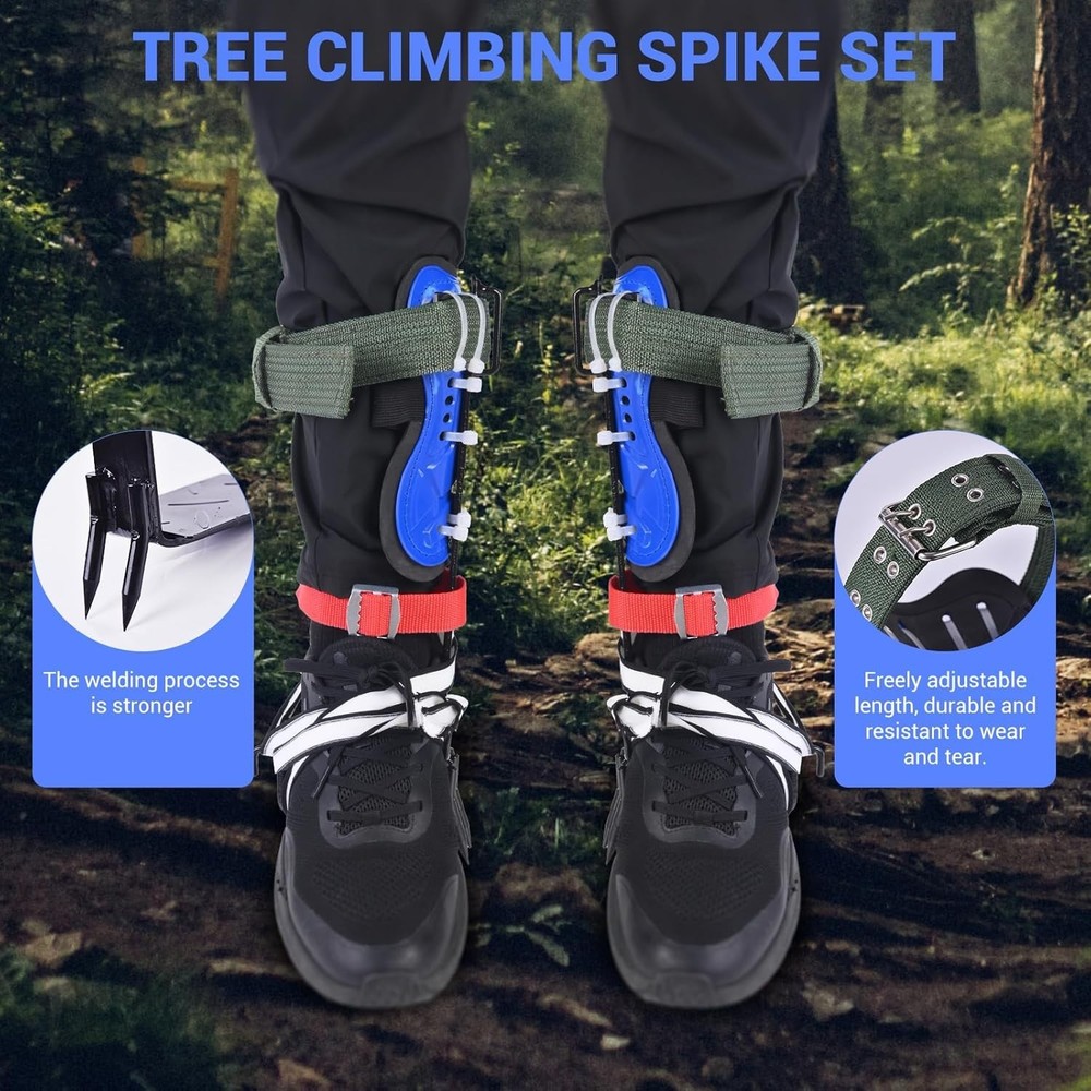 Tree Climbing Spike Hooks Kit - Two Spikes Each Foot