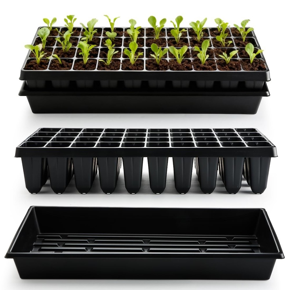 10 Pack 1020 Starter Trays and 10 Pcs 40 Cell Plug Trays, Thick Durable Seedl...