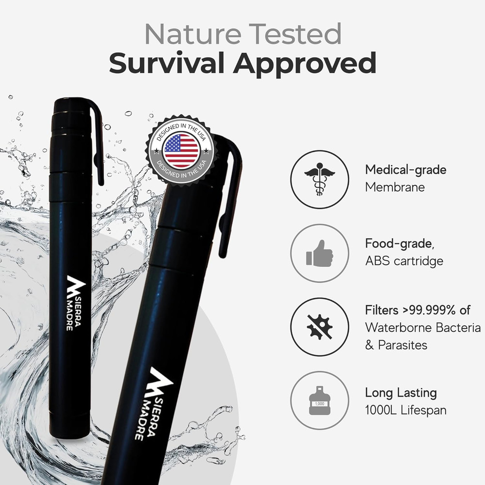 Portable Water Filter Straw – 264 Gallon Water Filtration for Backpacking, Campi