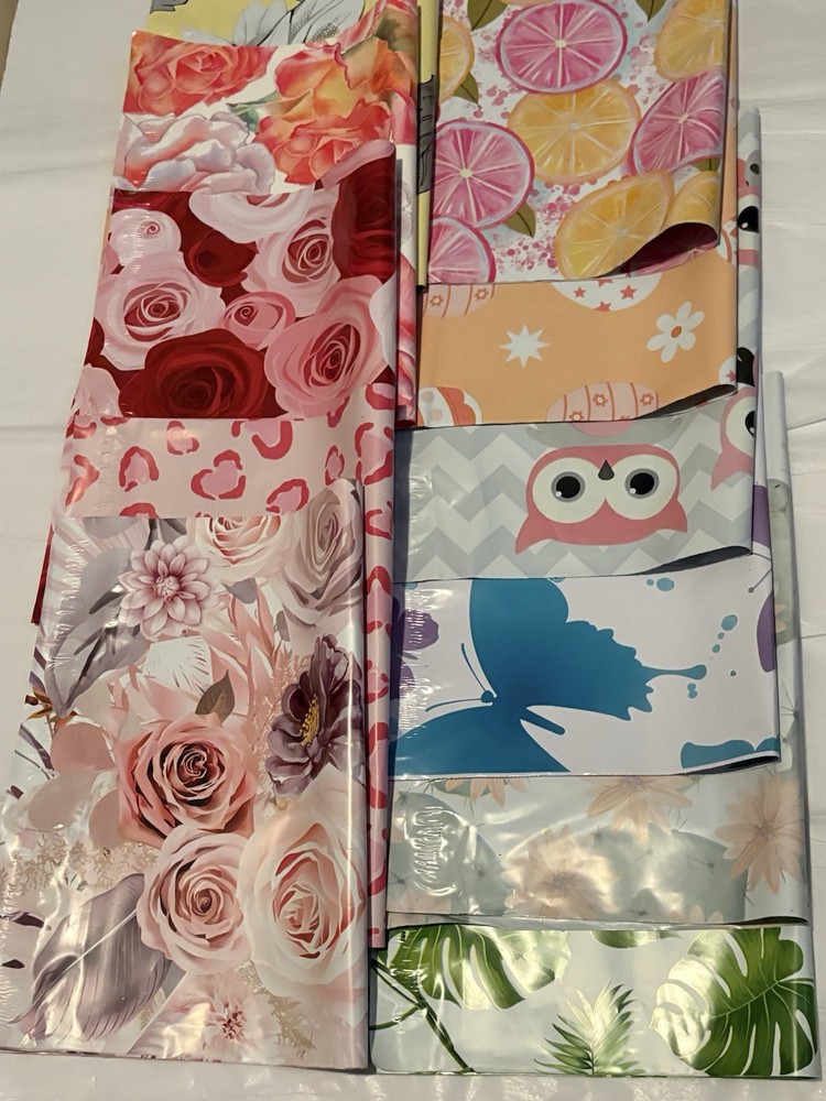 Assorted Decorative Poly Mailers Floral Butterfly Lemon Easter Egg Designs 10x13