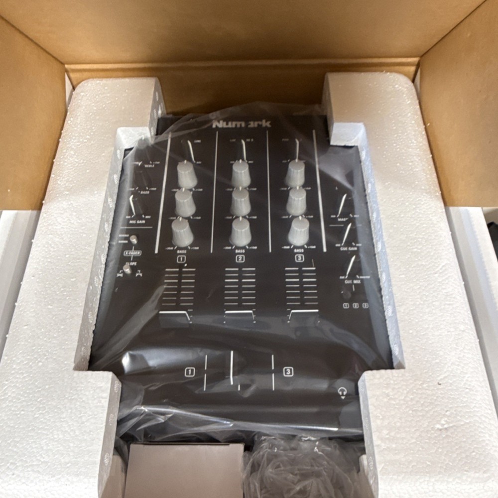 Numark M4 Three-Channel DJ Mixer, Replaceable Crossfader, 3-Band EQ, Black