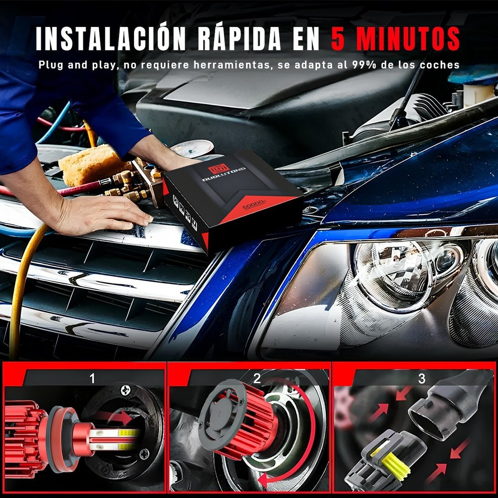 9012 HIR2 LED Headlight Bulbs Kit High Low Beam Super Bright 10000K Combo White