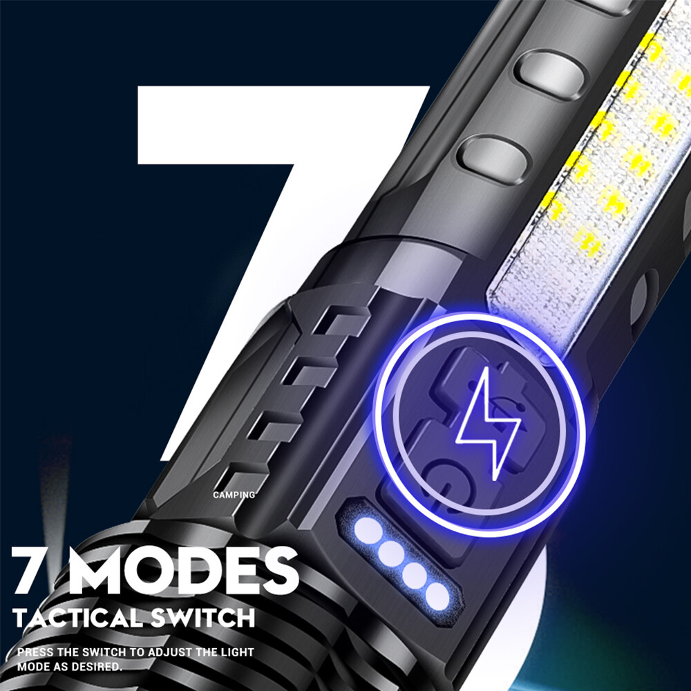 1000000 Lumens Rechargeable Super Bright LED Tactical Flashlight LED Work Light