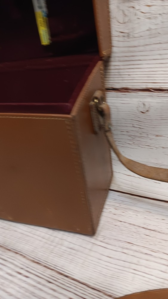 Vintage Brown Leather Polaroid Camera Case with assorted Flash Devices