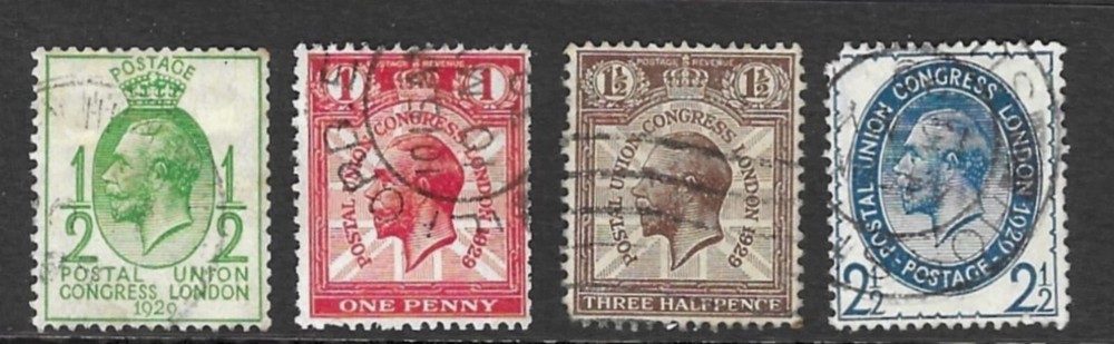 GB 1929 9th Postal Union Congress - London 4 x Values Used