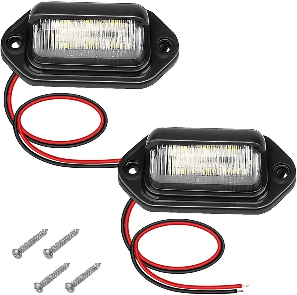 2 PCS White LED License Plate Light 6-SMD Waterproof Tag Lights 12V Universal US