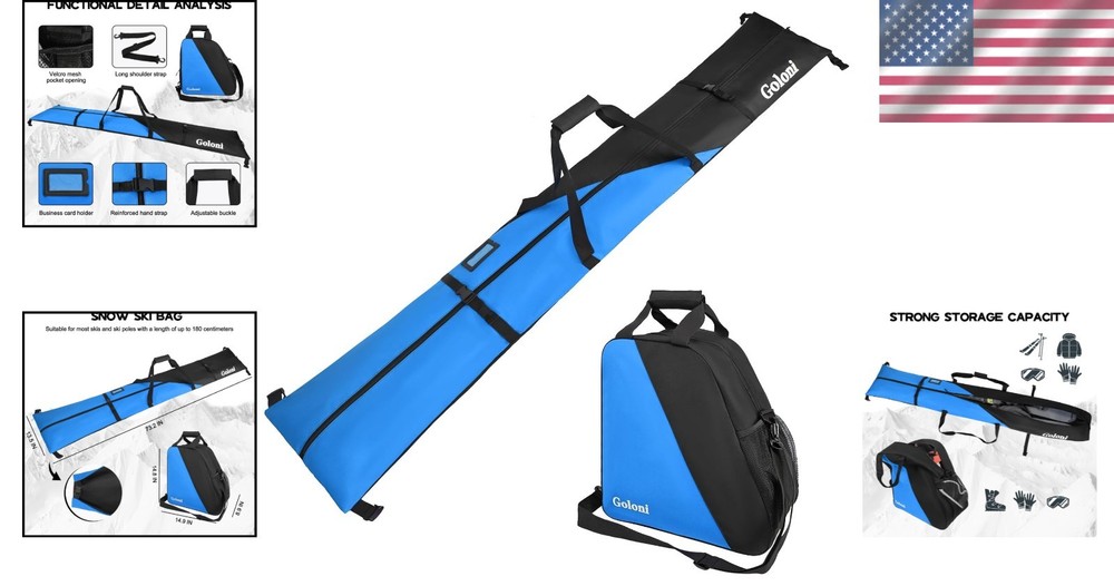 Ski Gear Organizer: 2 Pcs Waterproof Ski Bag Set with Adjustable Straps