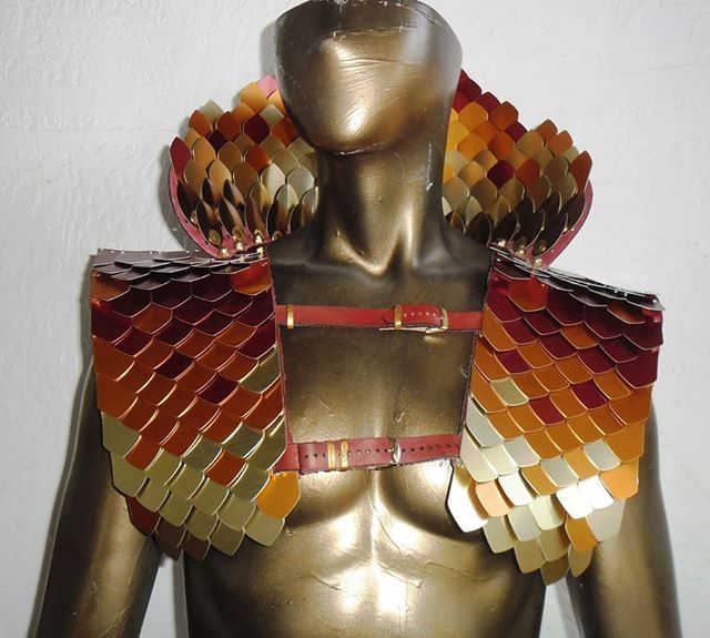 "The Phoenix" shield scale collar and shoulder armor hand-made