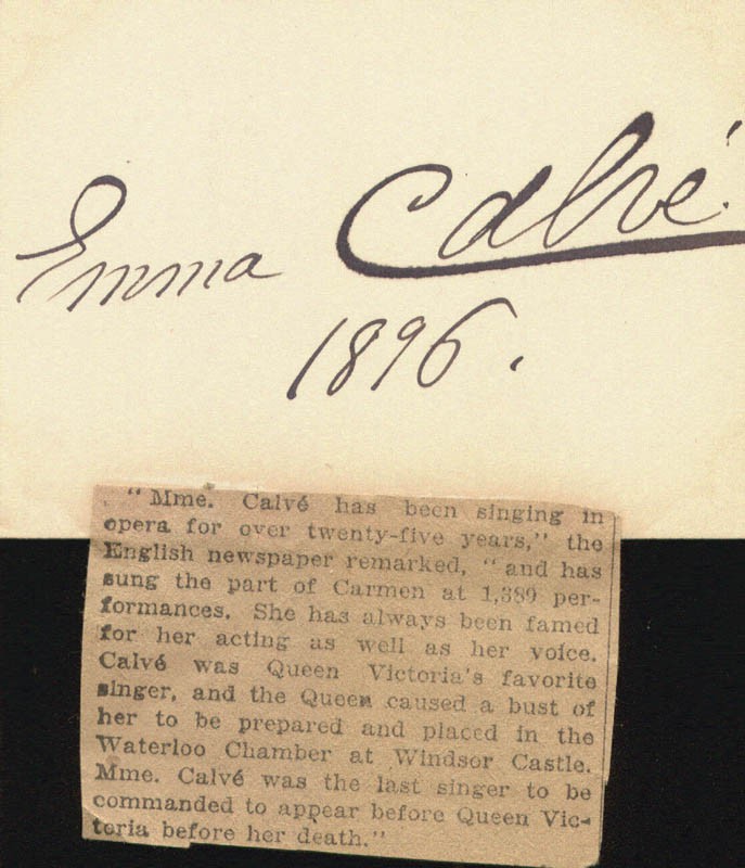 EMMA CALVÉ - AUTOGRAPH 1896