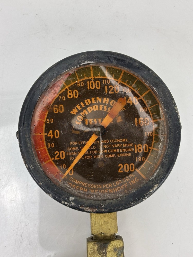 Vintage Weidenhoff Compression Test Gauge Set w Case Auto Tool 200 PSI-Untested