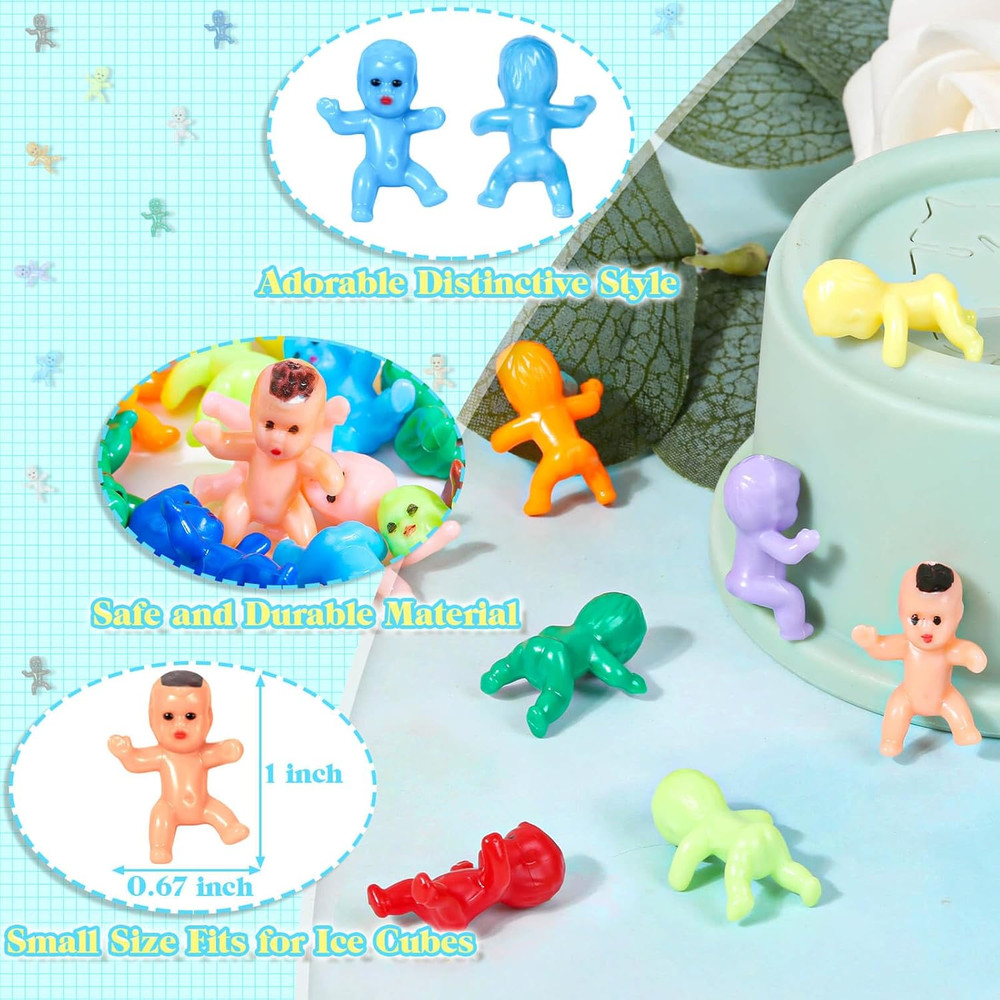 120Pcs Mini Plastic Babies, Tiny Plastic Baby Figurines Small King Cake Babies B