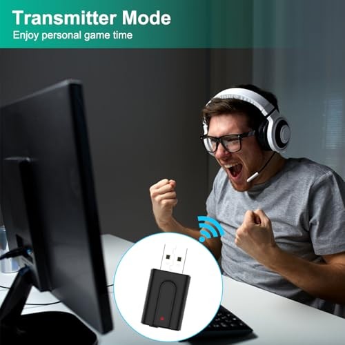 USB Bluetooth 5.0 Transmitter Receiver, 2-in-1 Mini Wireless Audio Adapter,