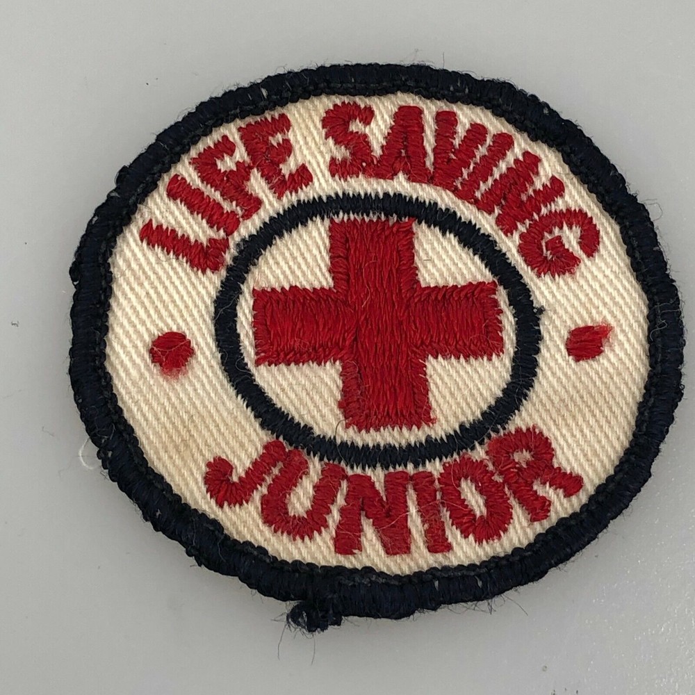 Vintage Red Cross Patch Badge LIVING SAVING JUNIOR