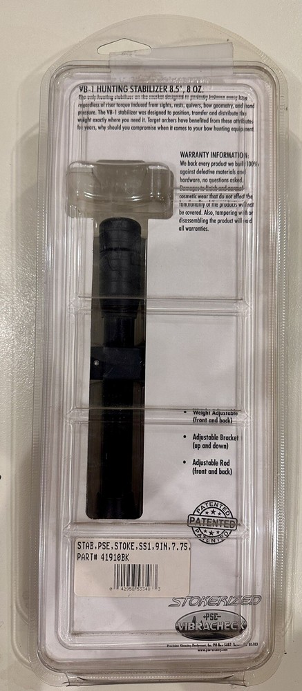 NEW PSE VIBRACHEK STOKERIZED VB-8 8" STABILIZER BLACK 6oz RUBBER SATURN