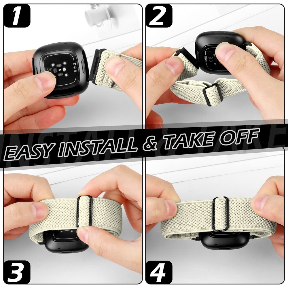 Stretchy Bands Compatible with Fitbit Versa 4/Versa 3/Sense 2/Sense Bands, Ad...