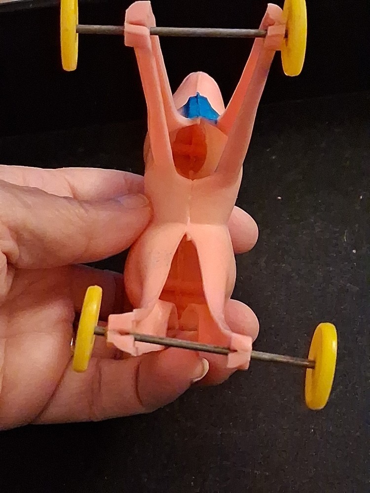 Vintage Plastic Pink Deer on Wheels toy pull Rosbro - Mint