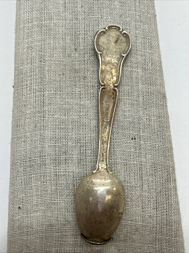 Franklin Mint Sterling Silver State Flower Salt Spoon-Delaware