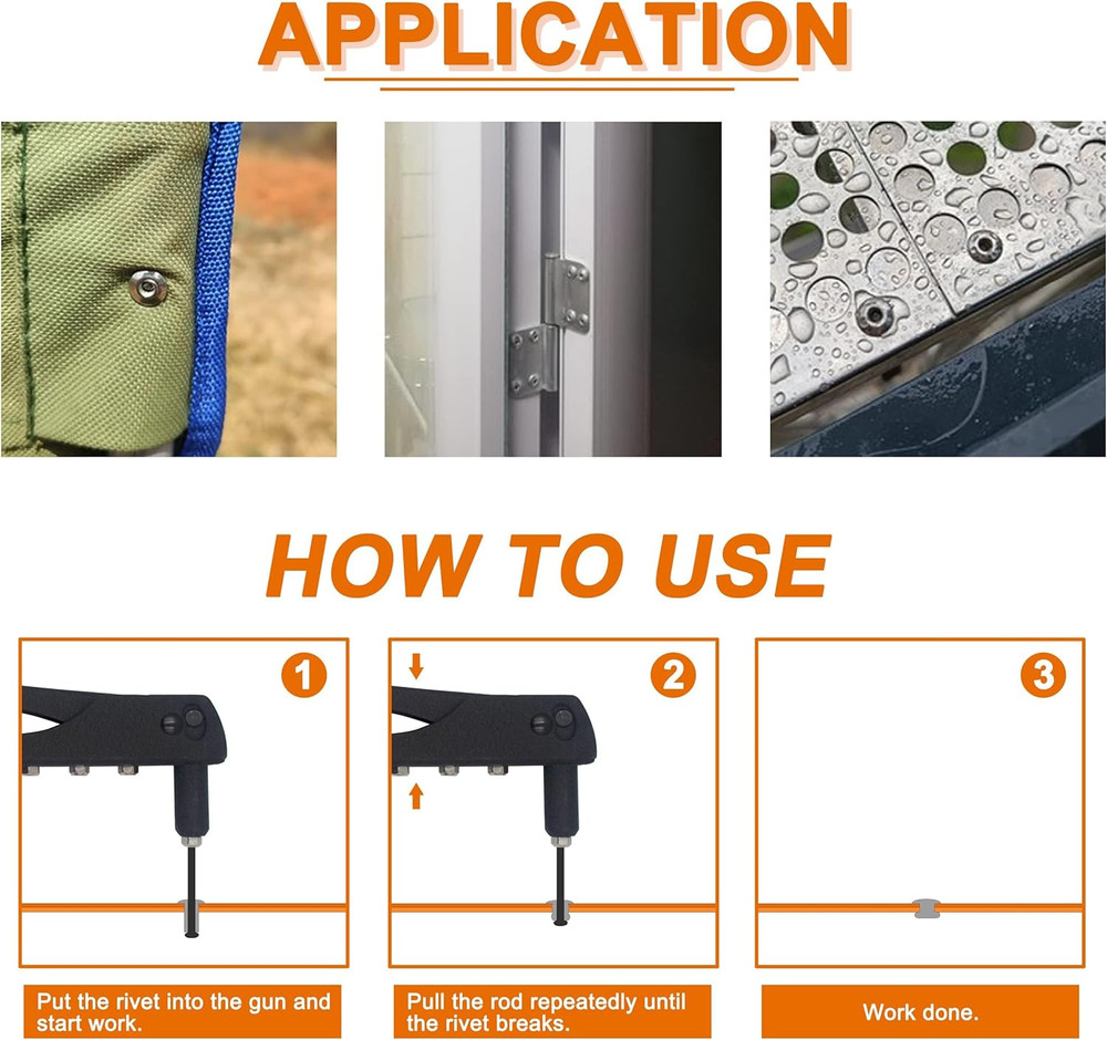 385Pcs 8 Sizes Aluminum Blind Rivets, Pop Rivets Assortment Kit (Silver)