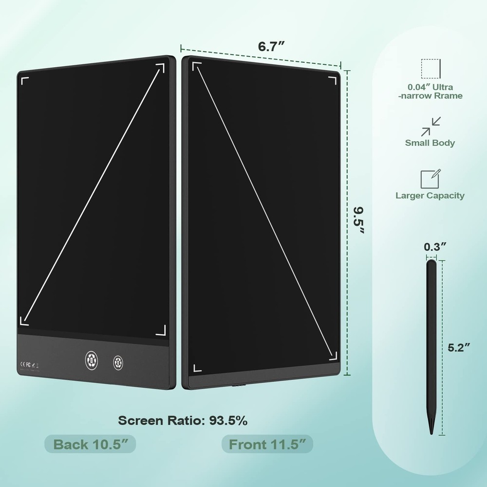 LCD Writing Tablet for Adults- 10.5″ 11.5in, Black