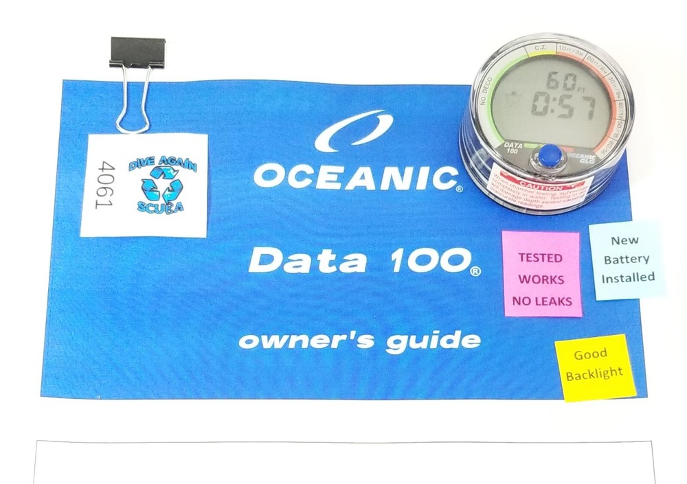 Oceanic Data 100 Puck Scuba Dive Computer + Manual #4061