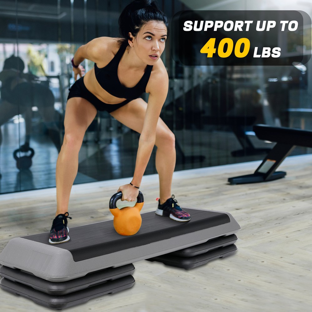 2PCS 43" Aerobic Step Platform Exercise Stepper Workout Step Adjustable w/Risers