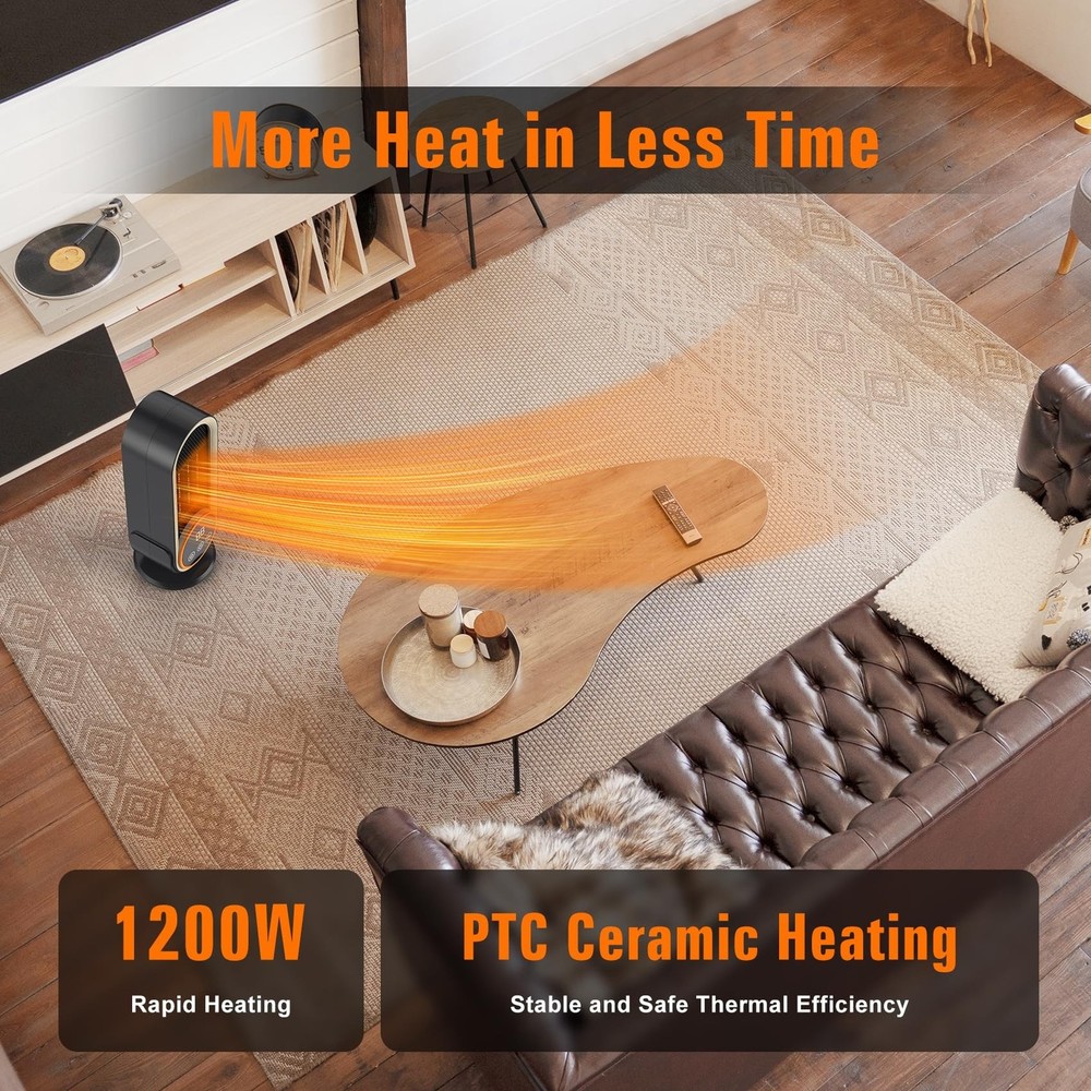 Space Heaters for Indoor Use with Remote, 2s Efficient Heating, Overheat & Ti...