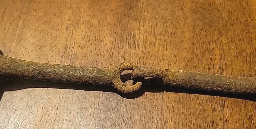 Antique Iron Horse Bit Double Ring Rusty
