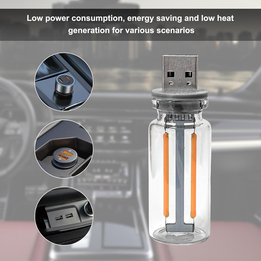 USB LED Car Interior Atmosphere Light, Plug-In USB Automotive Interface Charging