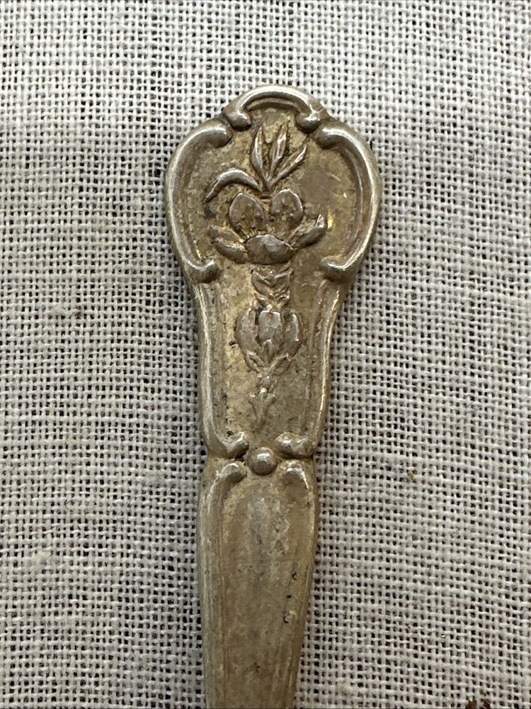 Franklin Mint Sterling Silver State Flower Salt Spoon-Delaware