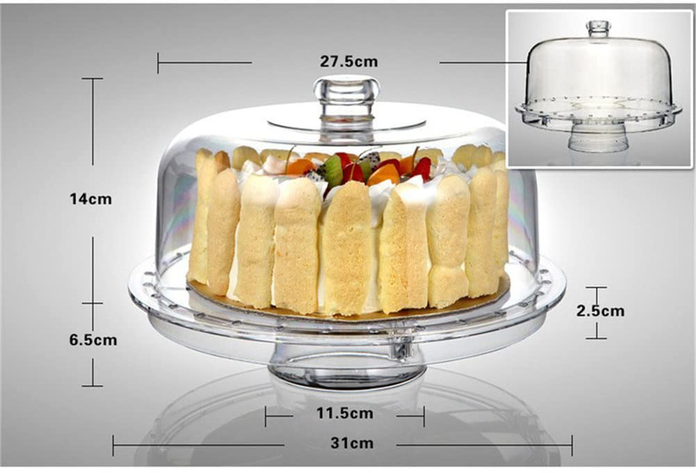 Cake Stand Multifunctional Serving Platter and Cake Plate with Dome (6 Uses)