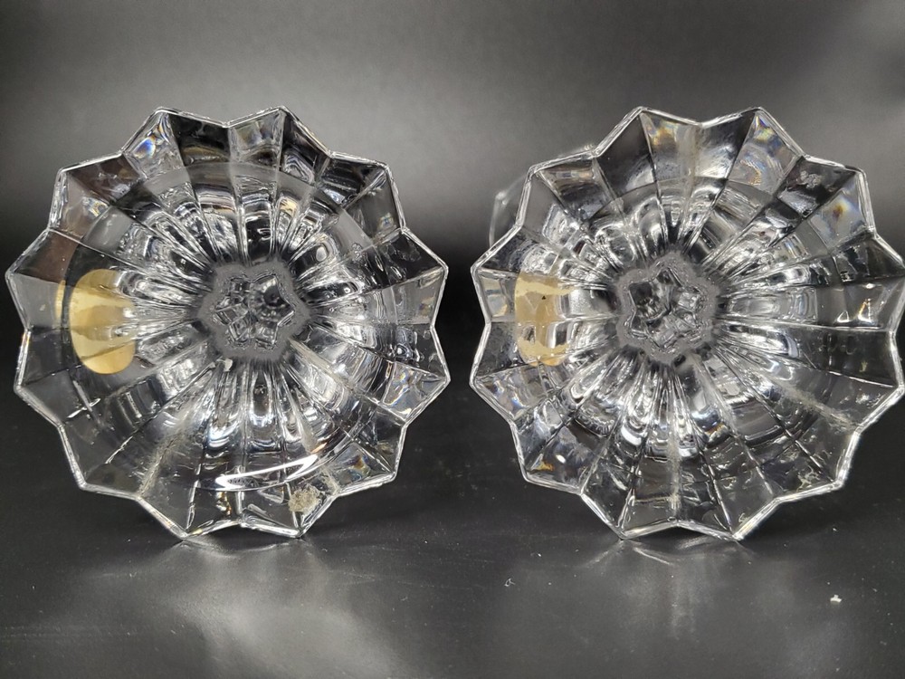 Gorham Pair Full Lead Crystal Lotus Candlesticks Made in Germany