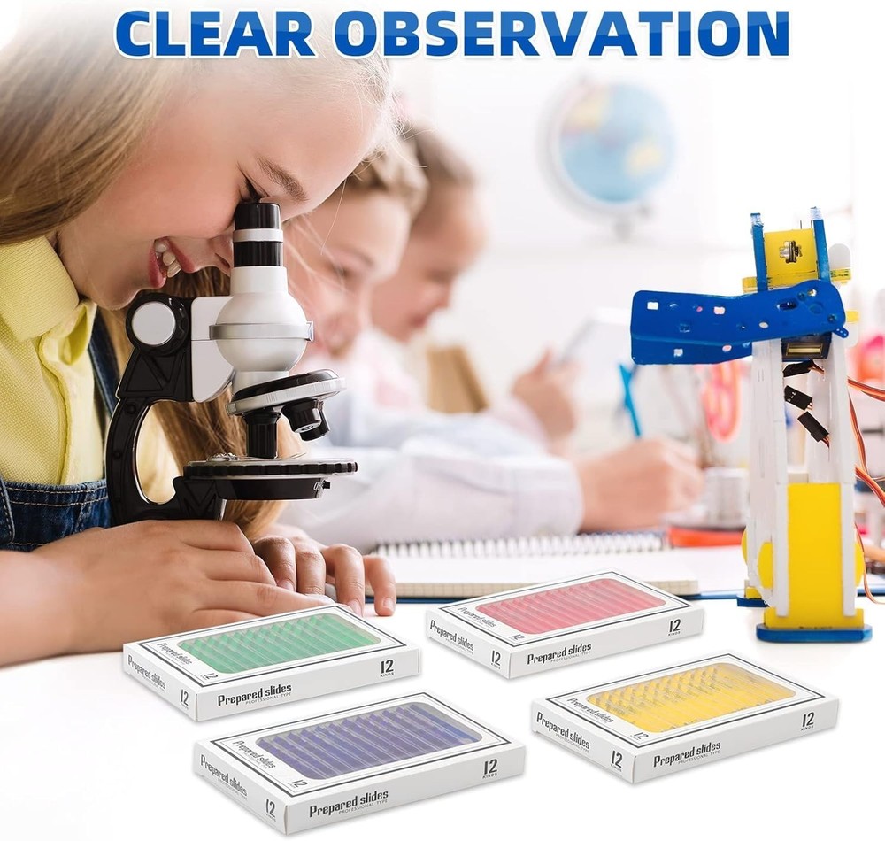 48-Pack Microscope Slides Featuring Plants, Insects - Perfect for STEM Learning