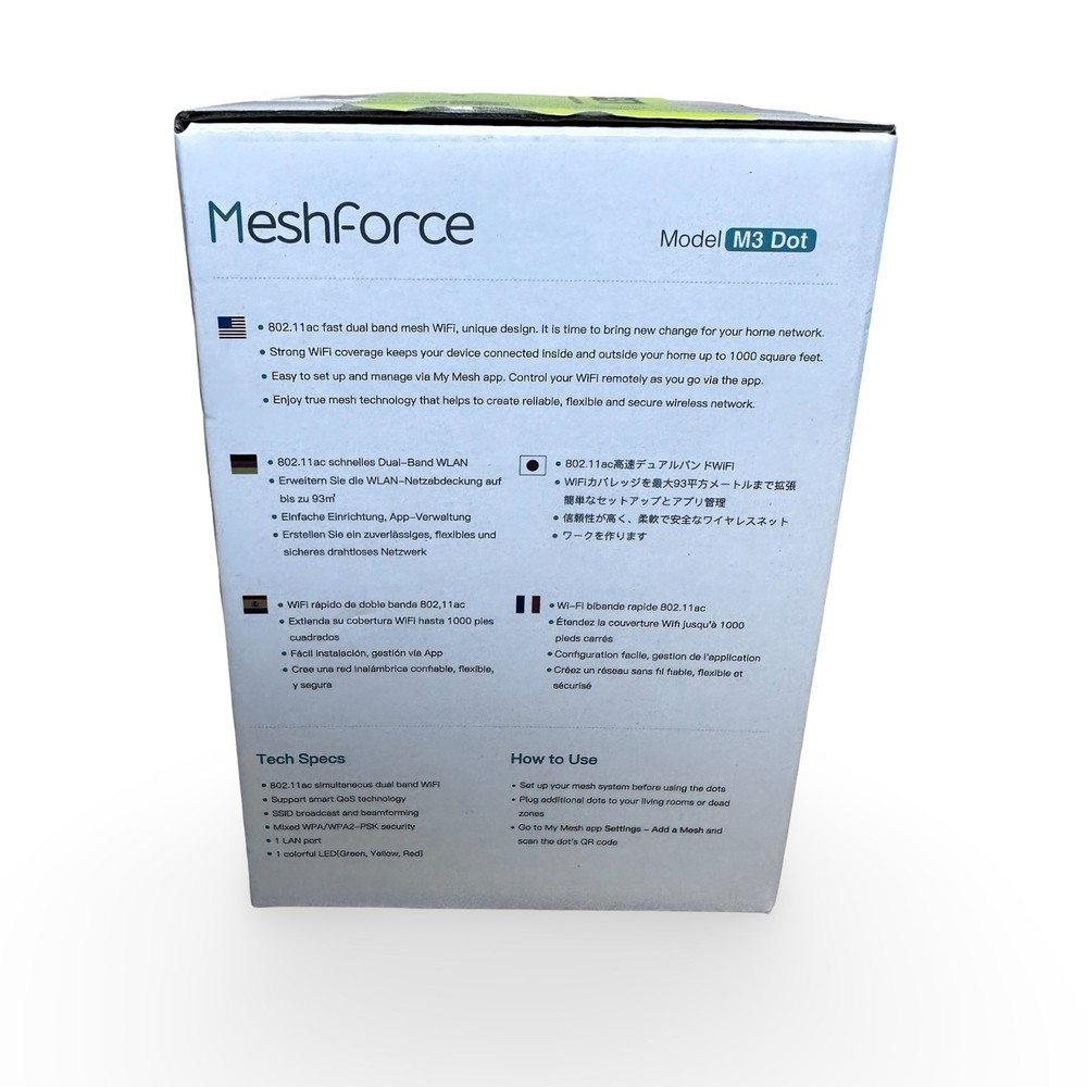 MeshForce M3 Dot Wall Plug WiFi Extender, Works with MeshForce M1 and M3