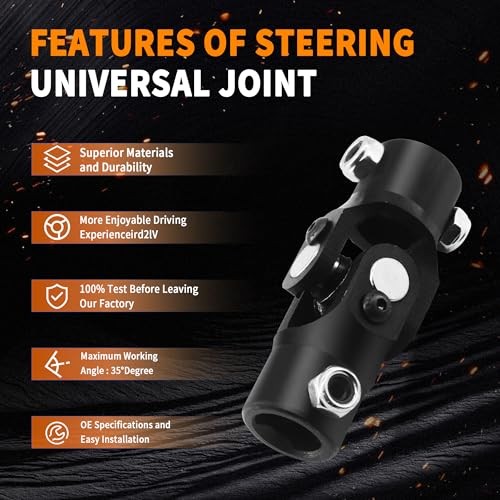3/4" DD x 3/4" DD Black Steering Universal Joint Single U Joint Shaft,Total