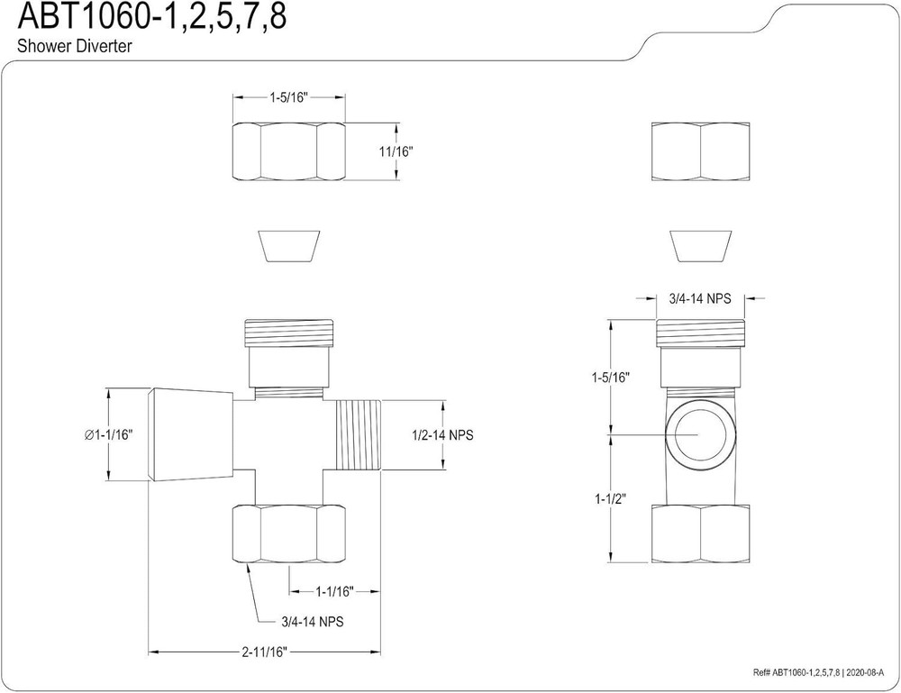 Vintage Shower Diverter, Polished Chrome