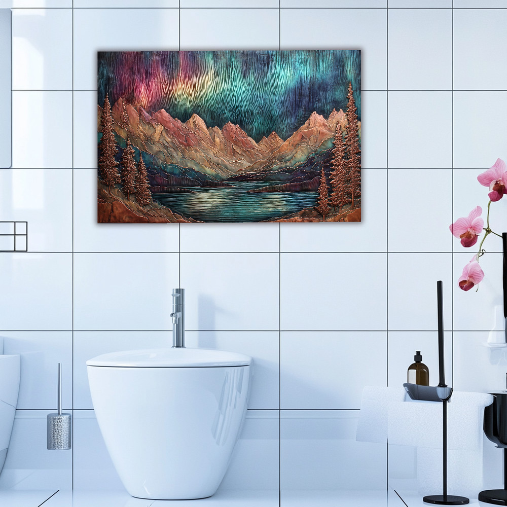 Landscape Design in Copper Look Printed Tempered Glass Kitchen Backsplash