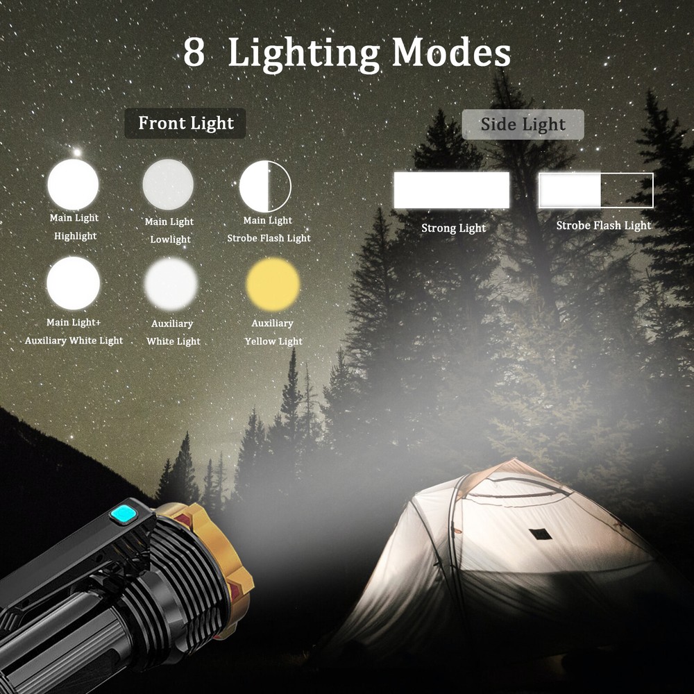 LED Flashlight Super Bright Spotlight Searchlight Rechargeable Handheld Torch
