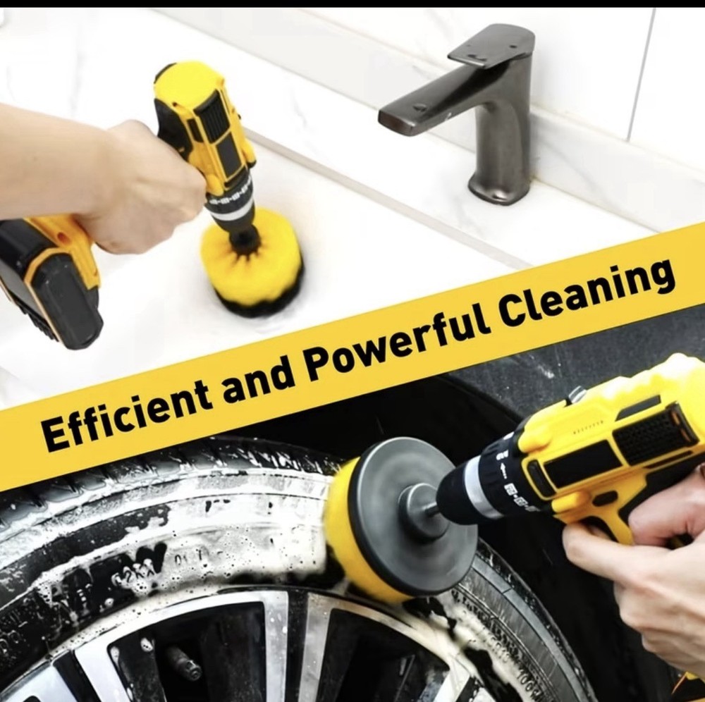 7pcs Heavy-Duty Drill Brush Accessory Set with Scouring Pads - Multi-Surface Kit