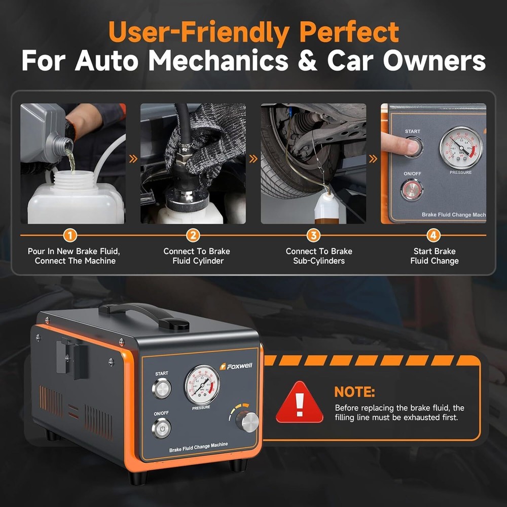 Foxwell RT1000 Auto Brake Bleed Machine with Tools - Complete System Bleeder Kit